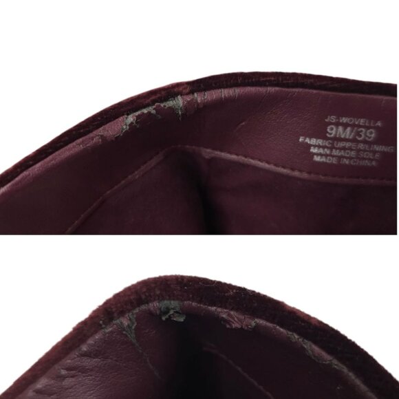 Jessica Simpson Wovella Velvet Embroidered Ankle Boots Women 9 Maroon Wine Block - Picture 8 of 16